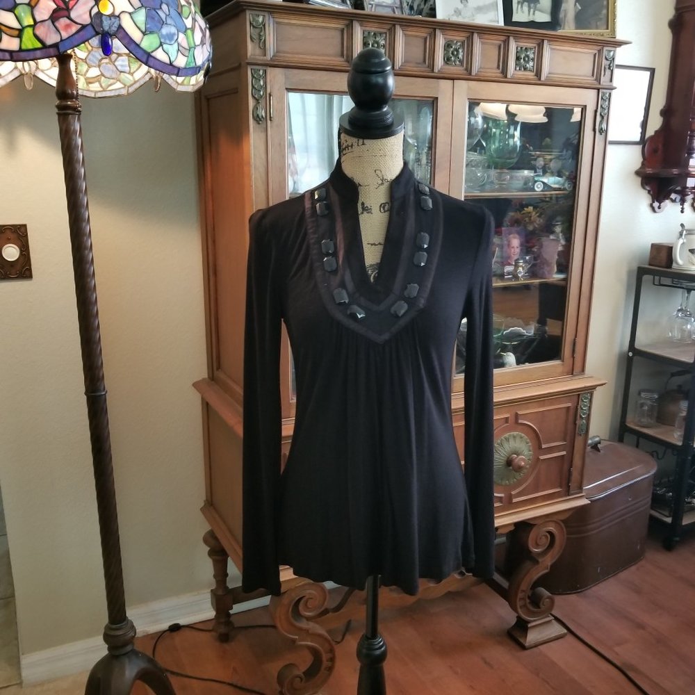 BCBGirls size S black top with beads on neck